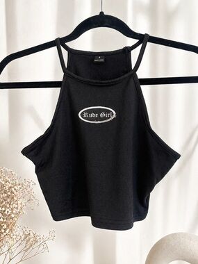 Black Halter Crop Top - Sleeveless Tank